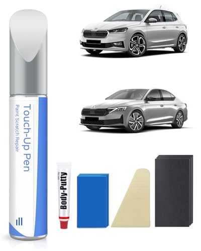 PARTS4EV 8E8E /A7W Brillant Silber Metallic Lackstift Kit Kompatibel mit Skoda Exakte Übereinstimmung für Chips und Kratzer von PARTS4EV