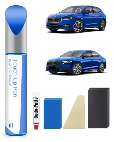 PARTS4EV 8X8X/ F5W Race Blau Metallic Lackstift Kit Kompatibel mit Skoda Exakte Übereinstimmung für Chips und Kratzer von PARTS4EV