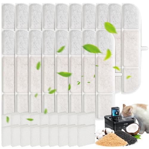 PARTSEE 18 Set Katzenbrunnen Filter für DownyPaws Katzenbrunnen Kabellos Bewegungsmelder, Katzentrinkbrunnen Filter für 2.5L Automatisch Wasserbrunnen Katzen DPWFP6 DPWFP6SS(18 Filter+18 Schwamm) von PARTSEE