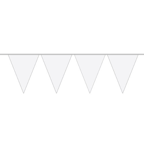 1 Wimpelkette * WEISS * für Party und Geburtstag // Kindergeburtstag Kinder Feier Fete Set Mädchen Girlande rein Phantasie Deko weiß Schützenfest von PARTY DISCOUNT