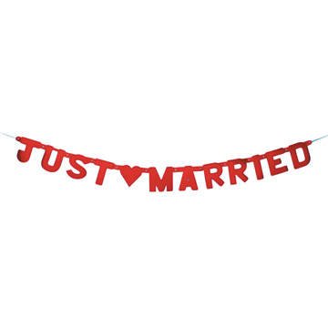 Girlande Just Married, rot von Party Discount