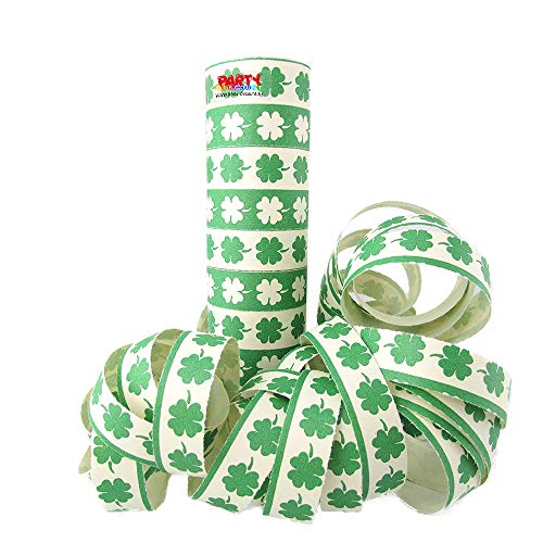 PARTY DISCOUNT Luftschlange Kleeblatt, grün-weiß, 1 Rolle von PARTY DISCOUNT