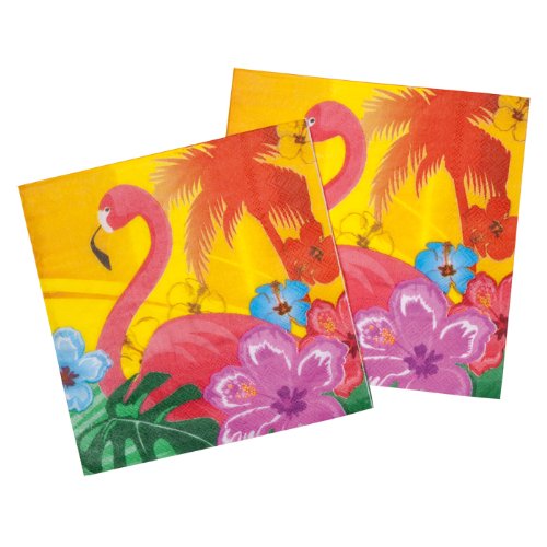 PARTY DISCOUNT Servietten Hawaii Flamingo, 12 Stk. 33 x 33 cm von PARTY DISCOUNT