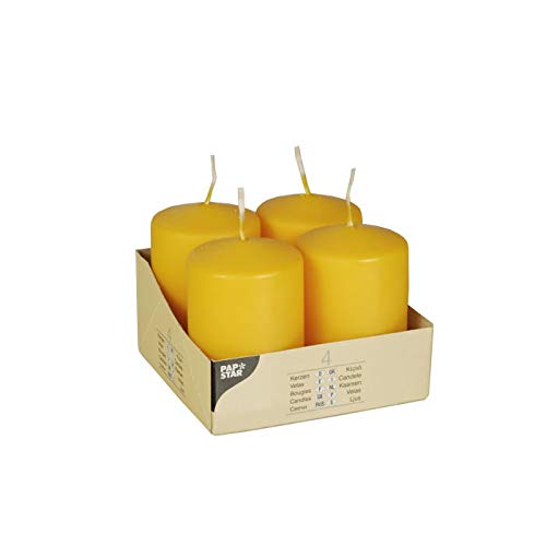 PARTY DISCOUNT Stumpenkerzen gelb 4 STK. Ø 50 mm, 80 mm von PARTY DISCOUNT