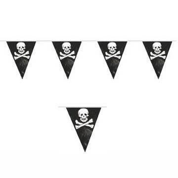 PARTY DISCOUNT Wimpelkette Pirat, schwarz mit Totenköpfen, 6 m von PARTY DISCOUNT