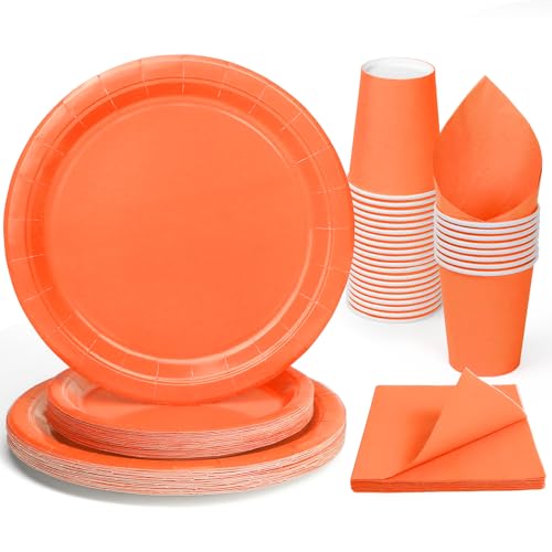 Party Geschirr 96 Stück Orange Kinder Geburtstag Mädchen Party Dekoration Zubehör Set Papier Geschirr Set von PARTY GO