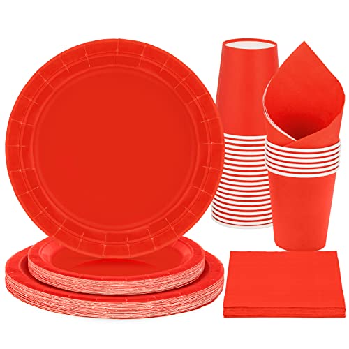 Party Geschirr 96 Stück Rot Kinder Geburtstag Mädchen Party Dekoration Zubehör Set Papier Geschirr Set von PARTY GO