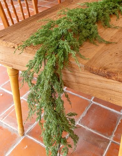 PARTY JOY 1.85M Weihnachtskranz, Realistischer Winter Kiefer-Girlande, GrüNer Zeder Girlande, FüR Tisch, Kamin, Wand, Innen- Und AußEnbereich, Weihnachtsdekoration (Pur Grün) von PARTY JOY