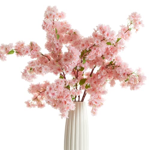 PARTY JOY 6 Stück künstliche Kirschblüten, künstliche Zweige, künstliche Blumen, Stiele, hohe Blumenarrangements für Zuhause, Hochzeit, Tafelaufsätze (rosa) von PARTY JOY