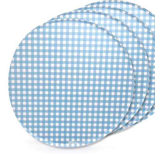 PARTY PARTY 40 Stück Pappteller Partydeko, Kariert Blau Ø 23 cm, Gingham, Vichy für Geburtstag, Party, Oktoberfest von PARTY PARTY