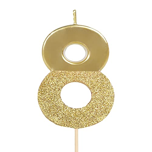 OH YEAH Geburtstagskerze, Goldkerze, Jubiläumskerze, einzigartige Kerze, Zahl 8. Geburtstag, 10, 20, 30, 40, 50, 60, 70, 80, 90, Glitzer, Gold, einzigartiges Design, 1 Stück OH YEAH Geburtstagskerze, Goldkerze, Jubiläumskerze, einzigartige Kerze, Zahl 8. Geburtstag, 10, 20, 30, 40, 50, 60, 70, 80, 90, Glitzer, Gold, einzigartiges Design, 1 Stück von PARTYLOSOPHY