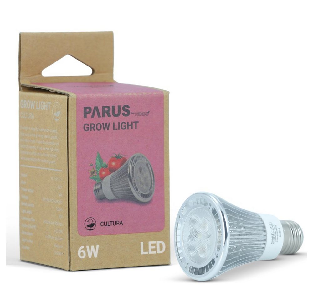 PARUS Pflanzenlampe Cultura, Leuchtmittel für Pflanzen, rot, Parus by Venso LED Pflanzenlampe Vollspektrum Cultura LED Lampe E27 6W von PARUS