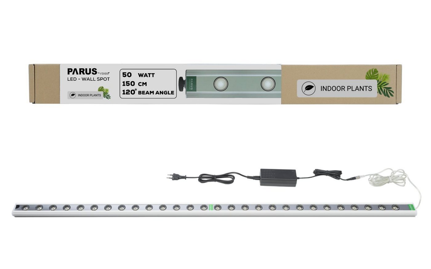 PARUS Pflanzenlampe Indoor plants, Leuchtmittel für Pflanzen, Grow White Spektrum, Parus by Venso Wall Spot 150cm, Abstrahlwinkel 120°, LED Wachstumslamp von PARUS