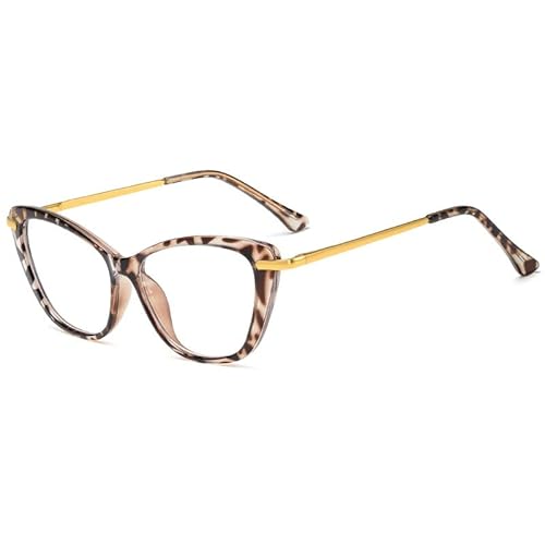 PARWANA Anti Augen Belastung Computer Leser Cat-Eye Lesebrille Frauen Blau Licht Blockieren Flache Licht Spiegel Designer Brillen (Color : Leopard-Print, Size : +150) von PARWANA