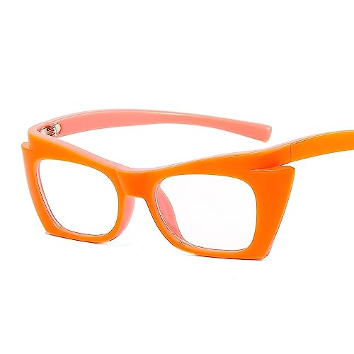 PARWANA Anti-Blaulicht-Klassiker-Lesebrille, Klassische Computer-Reader-Brille, Flacher Lichtspiegel, Anti-Überanstrengung der Augen for Damen und Herren (Color : Orange, Size : +250) von PARWANA