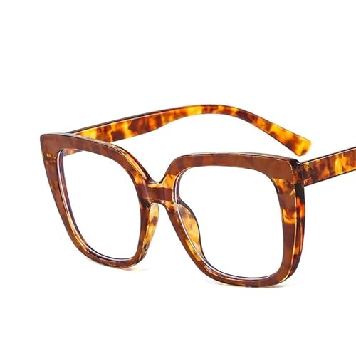 PARWANA Anti-Blaulicht-Lesebrille, Brillen, übergroße Computer-Lesebrille, Designer, Anti-Augen-Belastung, Flacher Lichtspiegel (Color : Tea, Size : +250) von PARWANA