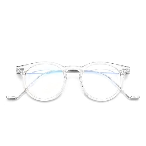 PARWANA HD-Retro-Lesebrille, rund, blaues Licht, blockiert Computerleser, lindert Ermüdung, Flacher Lichtspiegel (Color : Transparent, Size : +200) von PARWANA