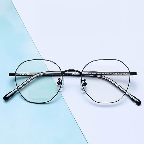 PARWANA Müdigkeit Lindern Mode Metall Lesebrille Nette Computer Reader Anti Blau Licht Flache Licht Spiegel Presbyopie Brille (Color : Black, Size : +150) von PARWANA