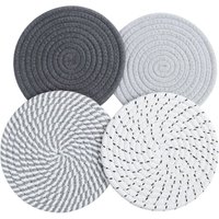 4 Stück Topfuntersetzer, Untersetzer Baumwolle Faden Weben Matte Isolierte Platzset 4 Farben Runde Geflochtene Untersetzer Heißer Topf Halter von PARYOU