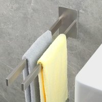 Handtuchhalter Edelstahl Handtuchhalter Selbstklebend Handtuchstange Doppelter Ohne Bohren Badetuchhalter für Bad küche Wand Silber 40CM von PARYOU