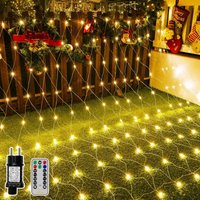 Lichternetz Außen 3x2m, 200 led Lichterkette außen Netz warmweiß mit Fernbedienung Timer, IP67 wasserdicht Lichternetz Innen 8 Modi für Büsche Garten von PARYOU