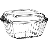 Borcam 2-Teilig Glasschale mit Glasdeckel, eckig, 1150 cc, d: 20,4cm Quadrat Tablett Auflaufform-Set - Pasabahce von PASABAHCE