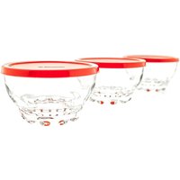 Glasschalen mit rotem Deckel – 105 mm – 3er-Set - Pasabahce von PASABAHCE