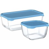 Pasabahce - Snow Box Aufbewahrungsset Blau Deckel, 3 Stück - 1200ml + 275cc + 275cc von PASABAHCE