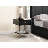 2er-Set Nachttische mit 1 Schublade - MDF & Metall - Schwarz & Goldfarben - MILAVIA von Pascal Morabito von PASCAL MORABITO