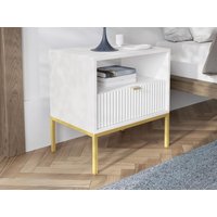 2er-Set Nachttische mit 1 Schublade & 1 Ablage - Weiß & Goldfarben - LIOUBA von Pascal Morabito 2er-Set Nachttische mit 1 Schublade & 1 Ablage - Weiß & Goldfarben - LIOUBA von Pascal Morabito von PASCAL MORABITO