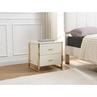 2er-Set Nachttische mit 2 Schubladen - MDF - Beige & Goldfarben - OMBRELIA von Pascal Morabito von PASCAL MORABITO