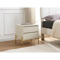 2er-Set Nachttische mit 2 Schubladen - MDF & Metall - Beige & Goldfarben - KORASA von Pascal Morabito von PASCAL MORABITO