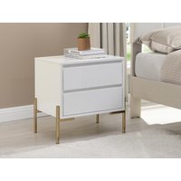 2er-Set Nachttische mit 2 Schubladen - MDF & Metall - Weiß lackiert & Goldfarben - KORASA von Pascal Morabito 2er-Set Nachttische mit 2 Schubladen - MDF & Metall - Weiß lackiert & Goldfarben - KORASA von Pascal Morabito von PASCAL MORABITO