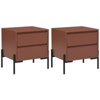 2er-Set Nachttische mit 2 Schubladen - mdf & Metall - Terracotta & Schwarz - korasa von Pascal Morabito von PASCAL MORABITO