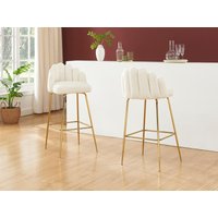 Barhocker 2er-Set - Bouclé-Stoff & goldfarbenes Metall - Cremefarben - ALTINAM von Pascal MORABITO Barhocker 2er-Set - Bouclé-Stoff & goldfarbenes Metall - Cremefarben - ALTINAM von Pascal MORABITO von PASCAL MORABITO
