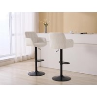 Barhocker 2er-Set - Bouclé-Stoff & schwarzes Metall - Höhenverstellbar - Weiß - PEGA von Pascal MORABITO von PASCAL MORABITO