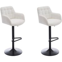 Barhocker 2er-Set - Bouclé-Stoff & schwarzes Metall - Höhenverstellbar - Weiß - pega von Pascal Morabito von PASCAL MORABITO