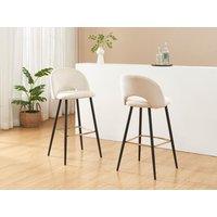 Barhocker 2er-Set - Cord & Metall - Cremefarben - FINCHY von Pascal Morabito von PASCAL MORABITO