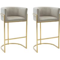 Barhocker 2er-Set - Samt & Edelstahl - Beige & Gold - PERIA von Pascal MORABITO Barhocker 2er-Set - Samt & Edelstahl - Beige & Gold - PERIA von Pascal MORABITO von PASCAL MORABITO