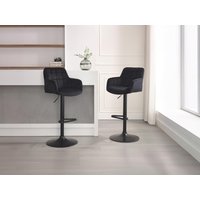Barhocker 2er-Set - Samt & Metall - Höhenverstellbar - Schwarz - PEGA von Pascal MORABITO von PASCAL MORABITO