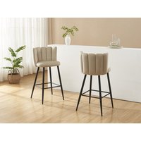 Barhocker 2er-Set - Samt & schwarzes Metall - Beige - PRANILA von Pascal MORABITO Barhocker 2er-Set - Samt & schwarzes Metall - Beige - PRANILA von Pascal MORABITO von PASCAL MORABITO