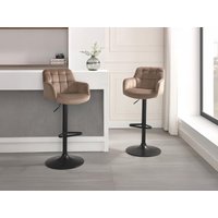 Barhocker 2er-Set - Samt & schwarzes Metall - Höhenverstellbar - Beige - PEGA von Pascal MORABITO von PASCAL MORABITO