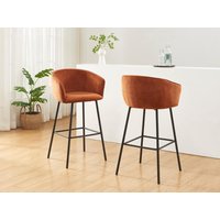 Barhocker 2er-Set - Stoff & schwarzes Metall - Terracotta - LAZONI von Pascal MORABITO von PASCAL MORABITO