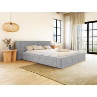 Bett mit Bettkasten + Matratze - 140 x 190 cm - Grob gerippter Cord - Hellgrau - TIMANO von Pascal Morabito von PASCAL MORABITO