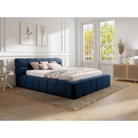 Bett mit Bettkasten + Matratze - 160 x 200 cm - Stoff - Dunkelblau - FORVIK II von Pascal Morabito von PASCAL MORABITO