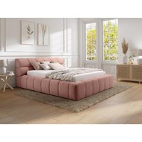 Bett mit Bettkasten + Matratze - 160 x 200 cm - Stoff - Rosa - FORVIK von Pascal Morabito von PASCAL MORABITO