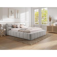 Bett mit Bettkasten + Matratze - 180 x 200 cm - Stoff - Hellgrau - FORVIK von Pascal Morabito von PASCAL MORABITO