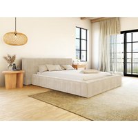 Bett mit Bettkasten - 140 x 190 cm - Grob gerippter Cord - Beige - TIMANO von Pascal Morabito von PASCAL MORABITO