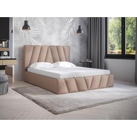 Bett mit Bettkasten - 140 x 190 cm - Samt - Beige - LIDAMA von Pascal Morabito von PASCAL MORABITO