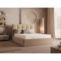Bett mit Bettkasten - 140 x 190 cm - Samt - Beige - MIRDAL von Pascal Morabito von PASCAL MORABITO